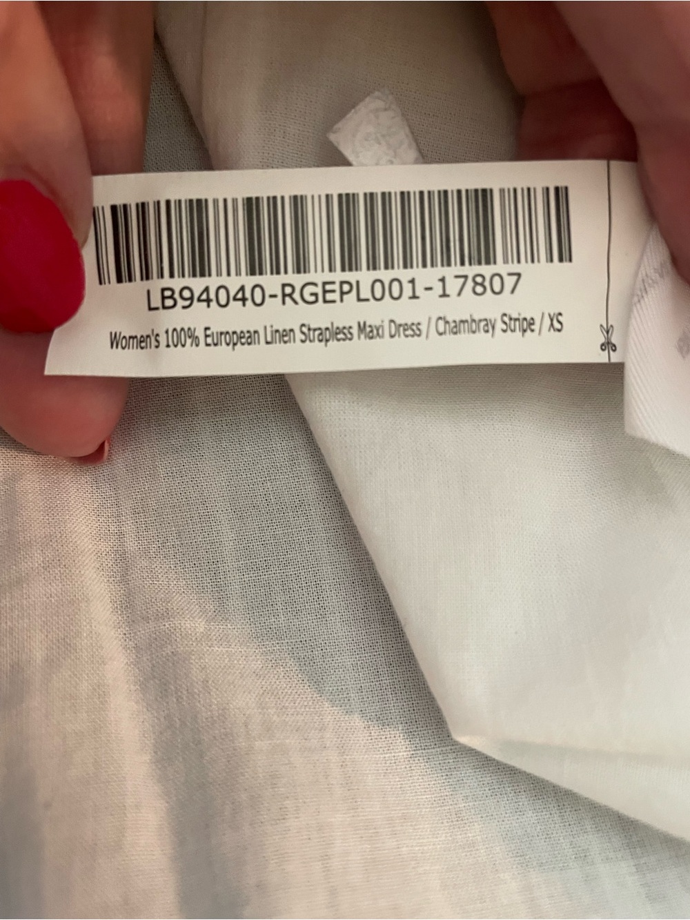 Quince 100% European Linen Strapless Maxi Dress Chambray Stripe XS NWT - Picture 9 of 10